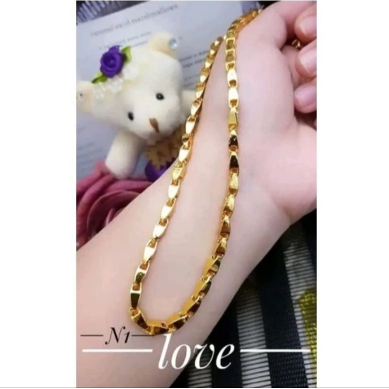 kalung motiv padi jumbo titanium gold