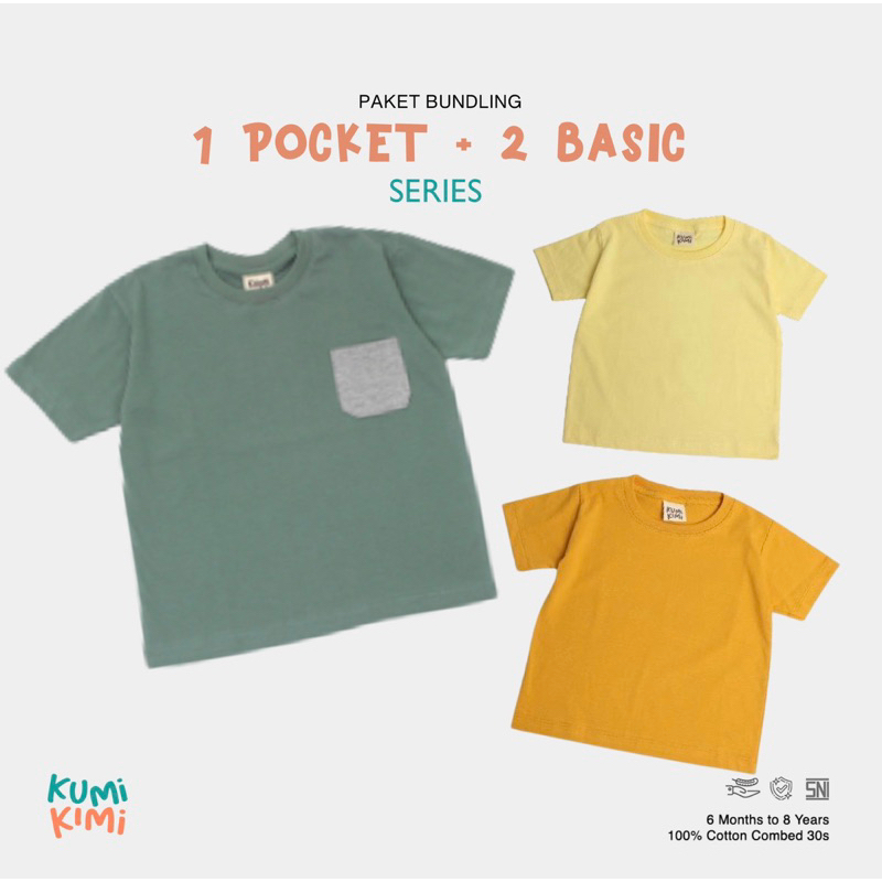 BELI 2 GRATIS 1 | Paket Bundling 2 Kaos Polos + 1 Kaos Pocket Anak