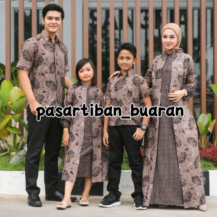 BoomingI3u8T COUPLE GAMIS FAMILI Batik keluarga, SARIMBIT IBU AYAH DAN ANAK