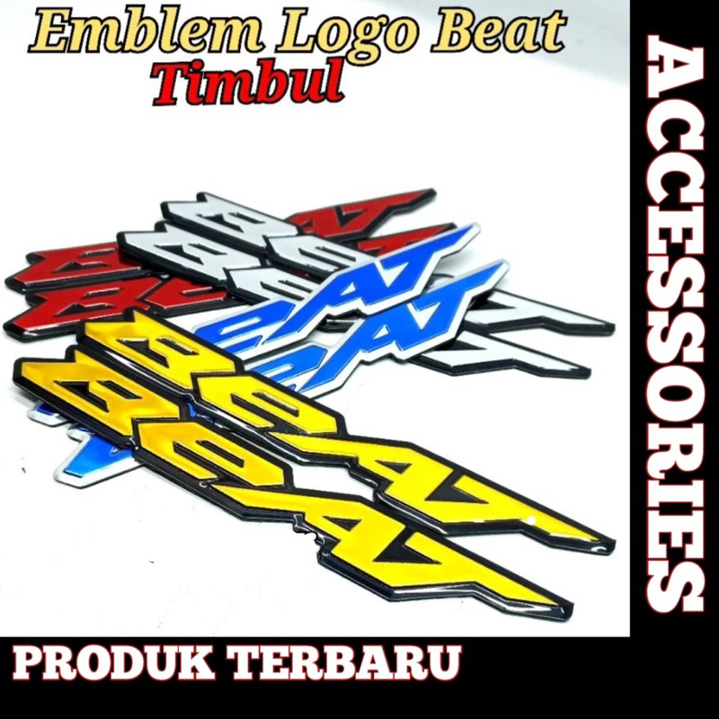 EMBLEM LOGO BEAT/ STIKER LOGO BEAT TIMBUL GOLD BIRU SILVER MERAH
