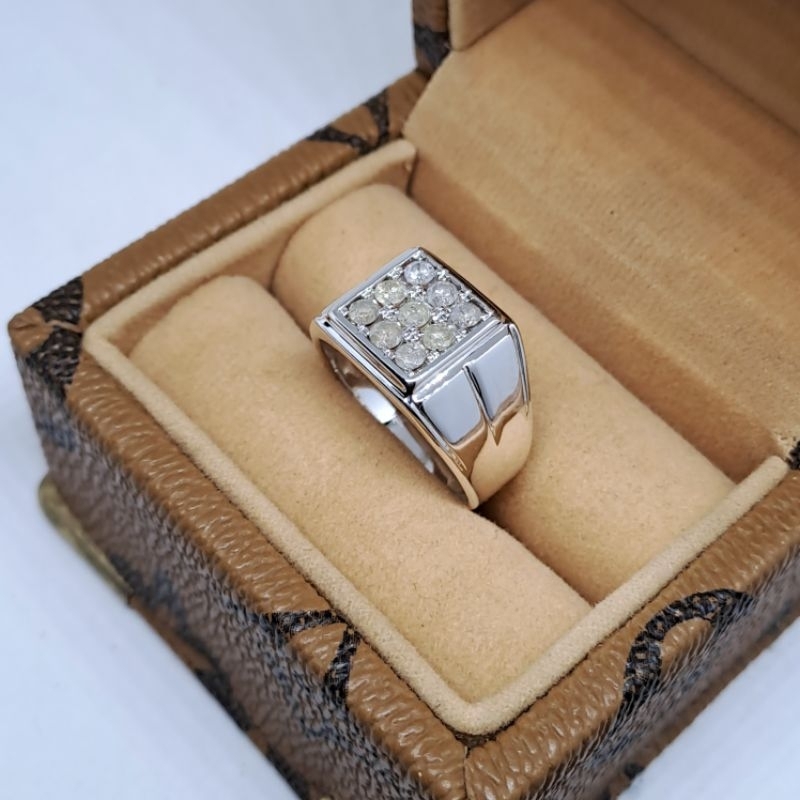Cincin Berlian Pria Asli Silver Mewah Free Memo