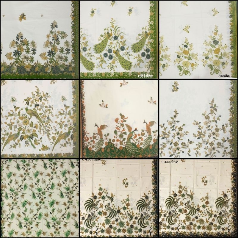 KAIN BATIK WARNA PUTIH / KAIN BATIK HALUS WARNA HIJAU  PUTIH UNGGUL JAYA H. Santoso