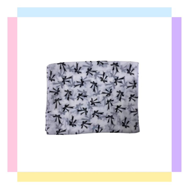 Syal Putih motif pita / Fashion / Syal leher / Syal pita / Souvenir