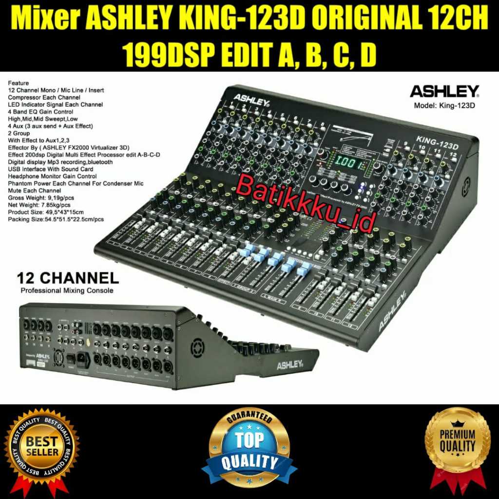 Mixer ASHLEY KING 123D KING 12 3D KING12 3D ORIGINAL 12CH EFFECTOR ASHLEY FX 2000 EDIT A B C D