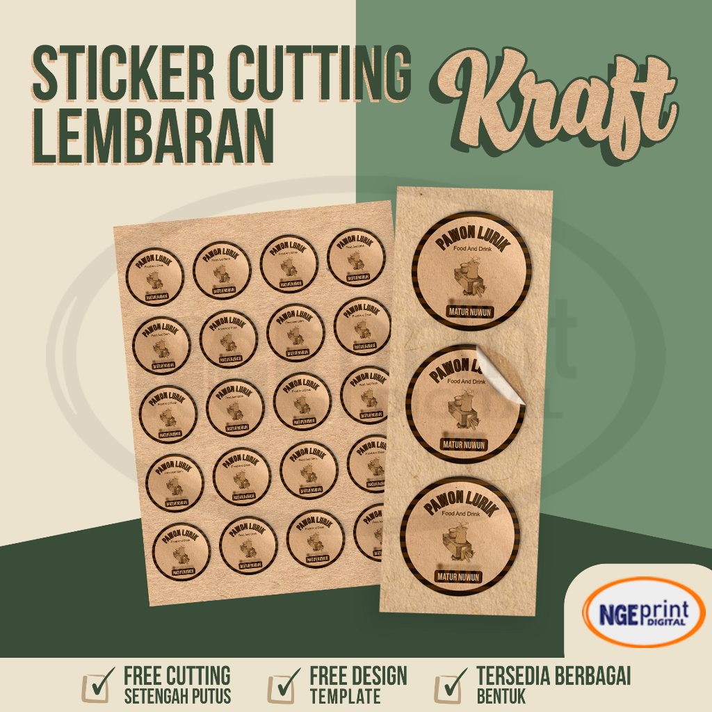

STIKER KRAFT [FREE DESIGN & CUTTING] STIKER LOGO / LABEL KEMASAN A3+