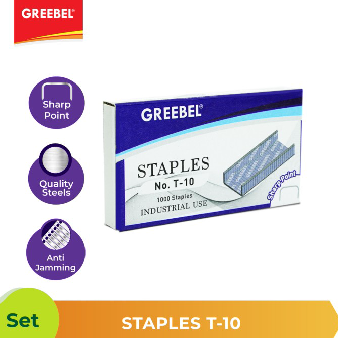

DISKON!!!!!!!✅ Staples Isi Stapler Greebel No. T10 per-pack isi 10x100=1000pcs.