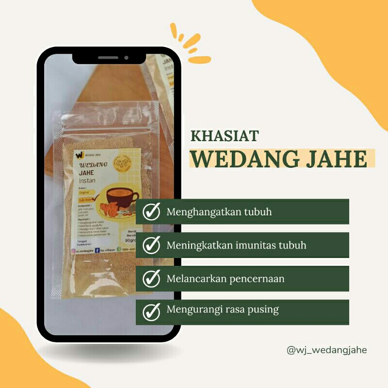 

WEDANG JAHE INSTAN bubuk varian Gula aren berat 90gram halal