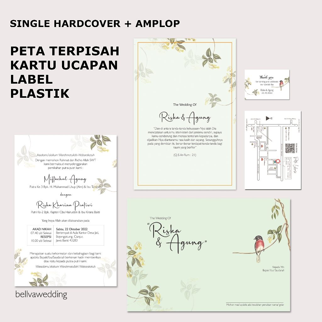 UNDANGAN SINGLE HARD COVER / SOFT COVER + AMPLOP