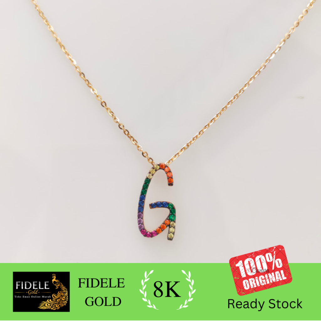Kalung huruf  G Carendelano Alpastar emas asli UBS Alphastar carendelano kadar 375