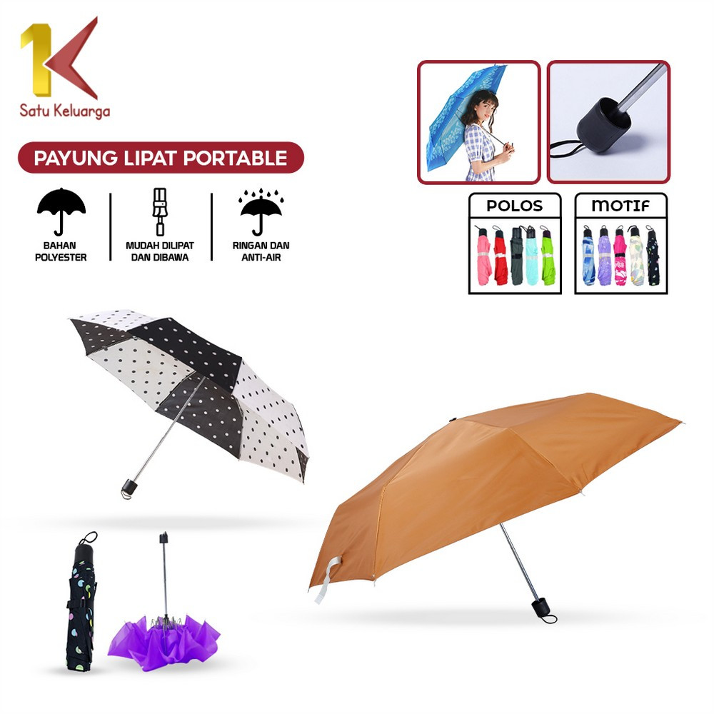 Satu Keluarga Payung Lipat Motif Kotak Super Kuat Kokoh C431 Payung Lipat Warna-Warni Anti Sinar UV 