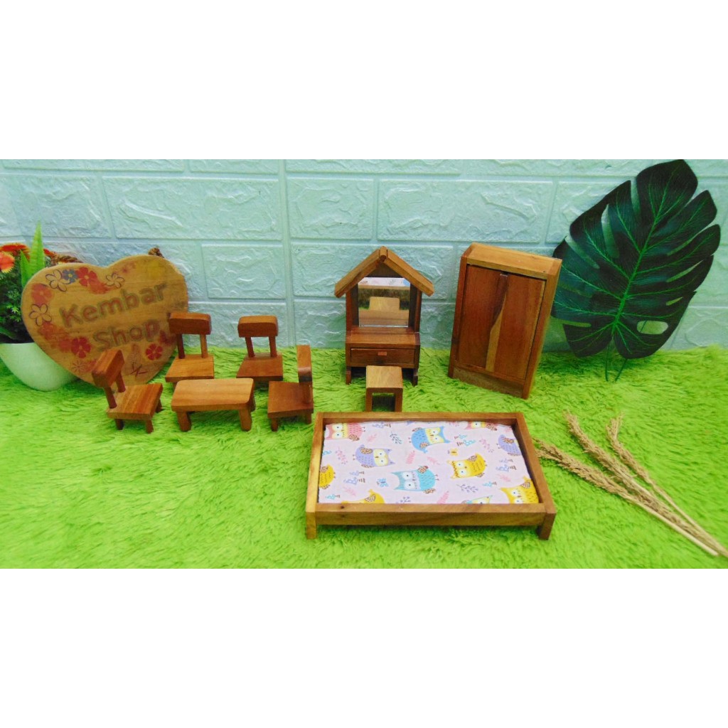 MINIATUR INTERIOR KAMAR FURNITURE LEMARI KAYU MAINAN EDUKASI ANAK