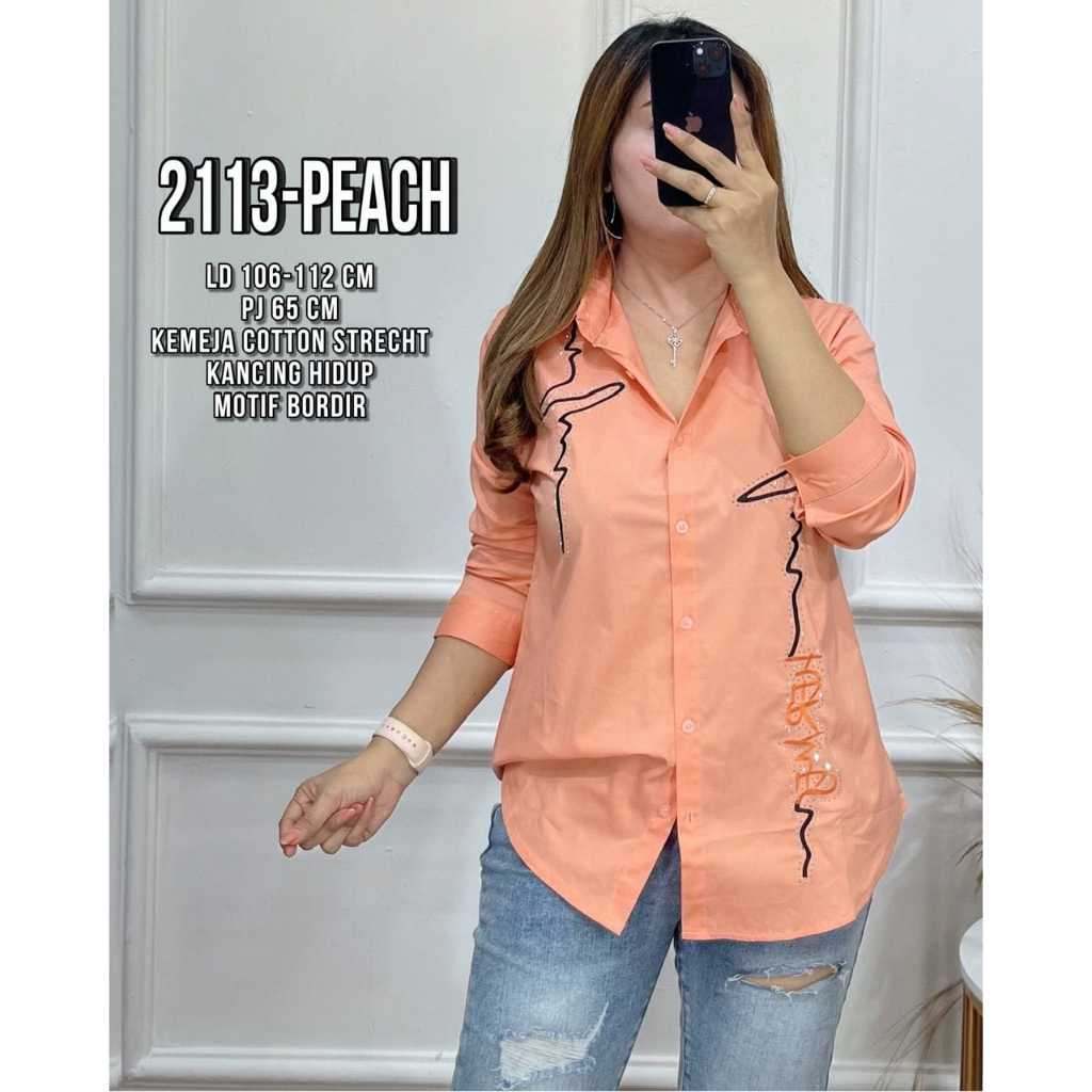 M765 kemeja motif bordir fashion bangkok new bahan katun 2113