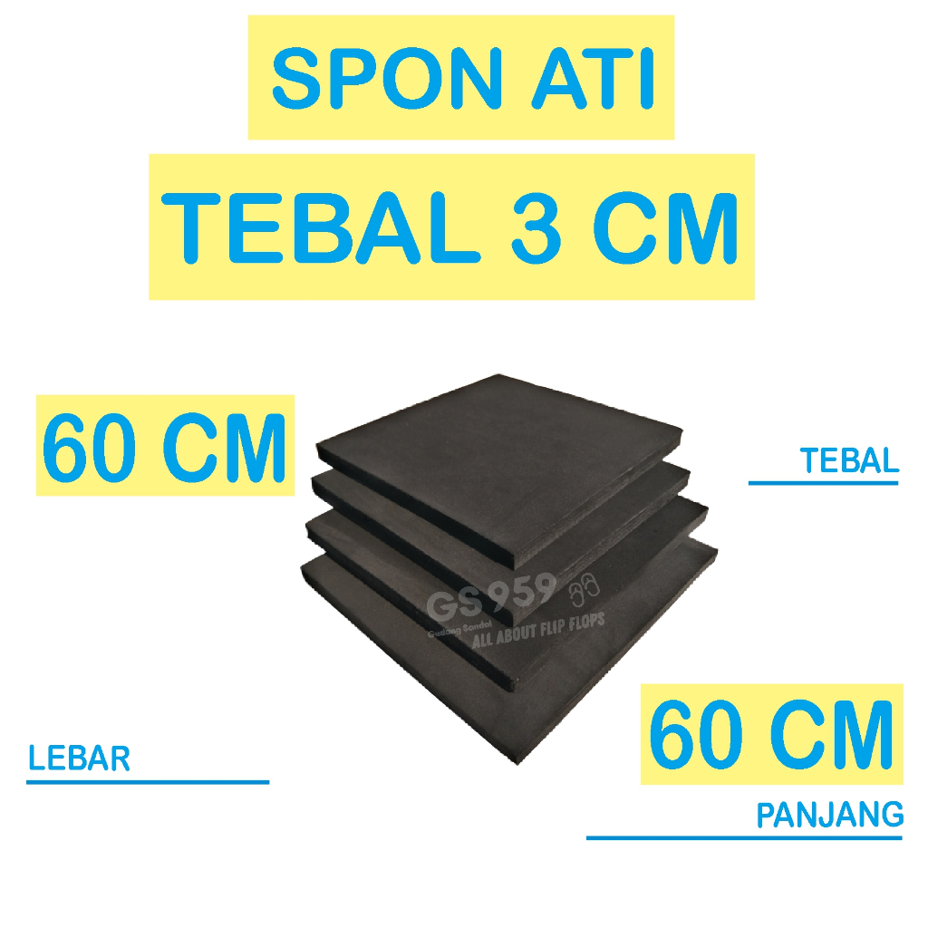 SPON ATI / BUSA ATI / SPON EVA TEBAL 3 CM WARNA HITAM UKURAN 60 CM X 60 CM