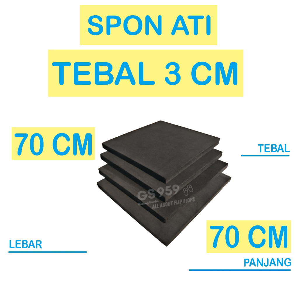 SPON ATI / BUSA ATI / SPON EVA TEBAL 3 CM WARNA HITAM UKURAN 70CM X 70CM