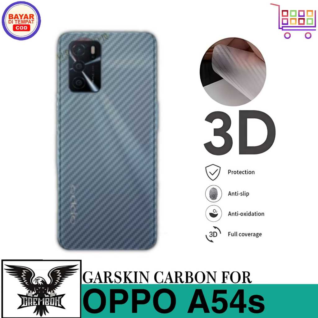 Promo Garskin Carbon OPPO A54s Anti Gores Belakang Handphone Anti Lengket Bekas Lem