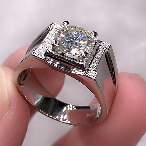 Cincin Diamond Mewah - Square Moissanite Ring with Synthetic Rhinestones Adjustable / Aksesoris Warn
