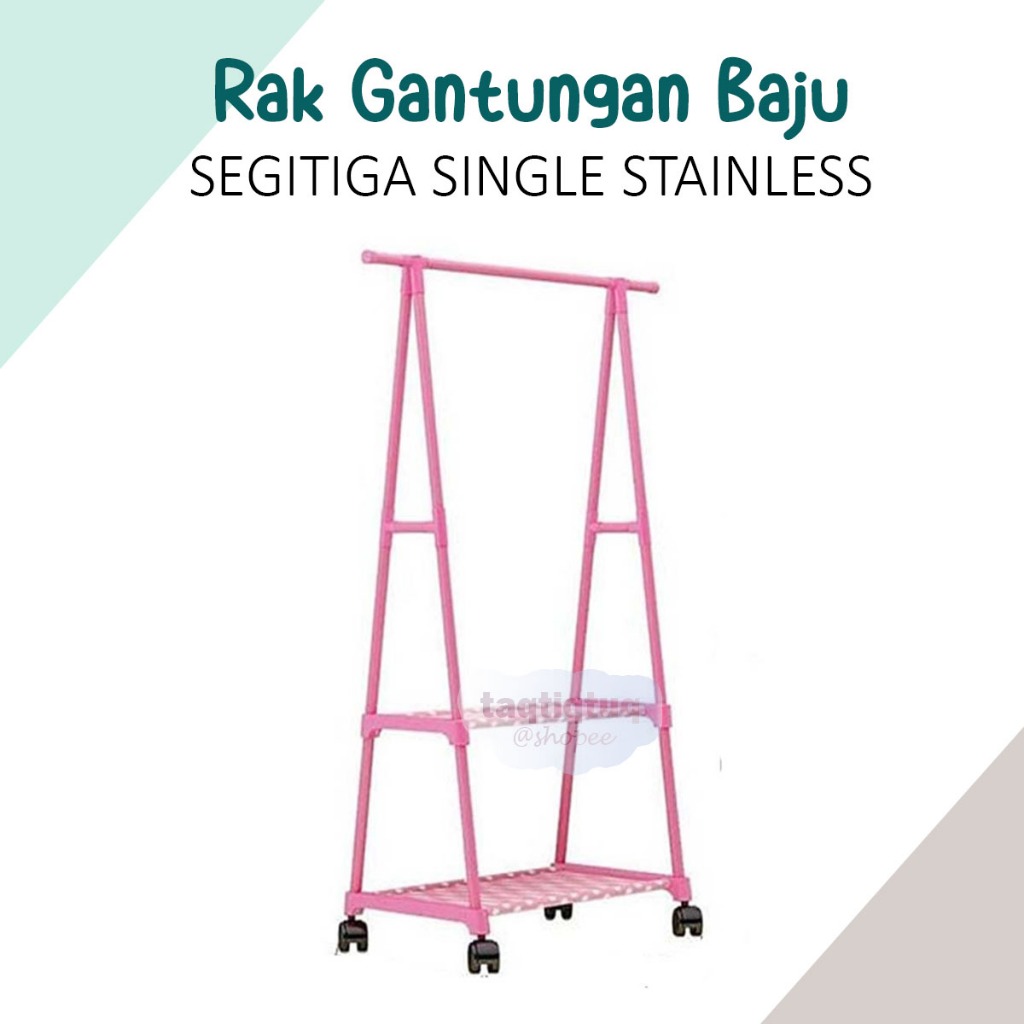 TQ Gantungan Baju Stand Hanger Baju Besi Rak Baju Serbaguna Roda Rak Gantung Segitiga Aesthetic