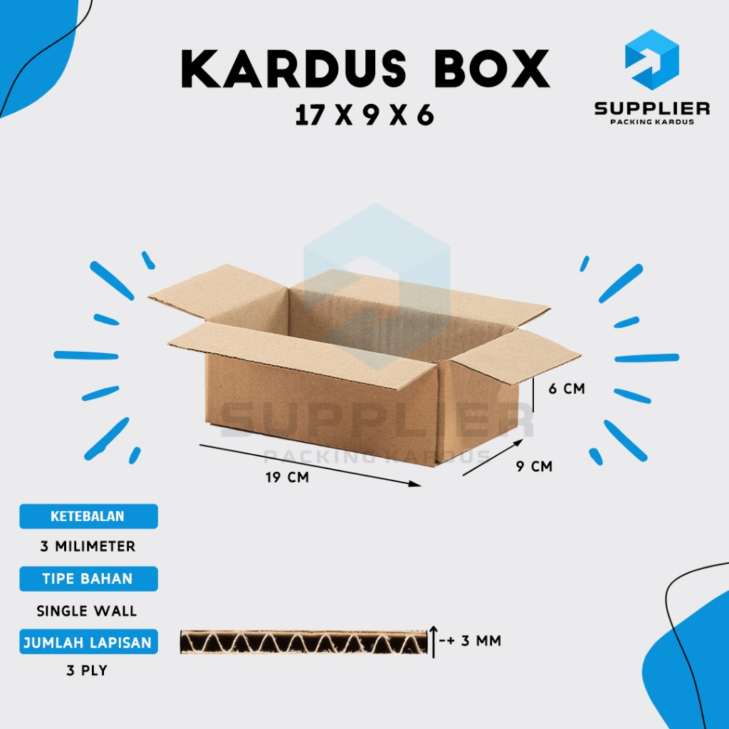 

Kardus Karton Box Pindahan, SINGLEWALL 17x9x6, Box Polos