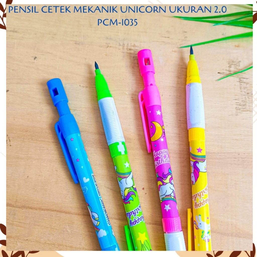 

PENSIL CETEK MEKANIK UNICORN UKURAN 2.0 PCM-1035 MECHANICAL KLIK CLICK KARAKTER UNIK MURAH PENCIL ALAT TULIS KANTOR SEKOLAH MURAH TERMURAH COD