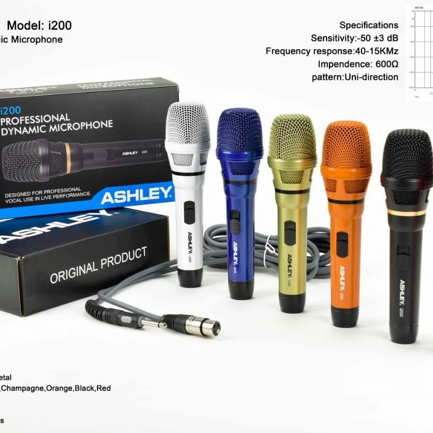Microphone Kabel Ashley i200 Original Mic Cable i 200 Ashley