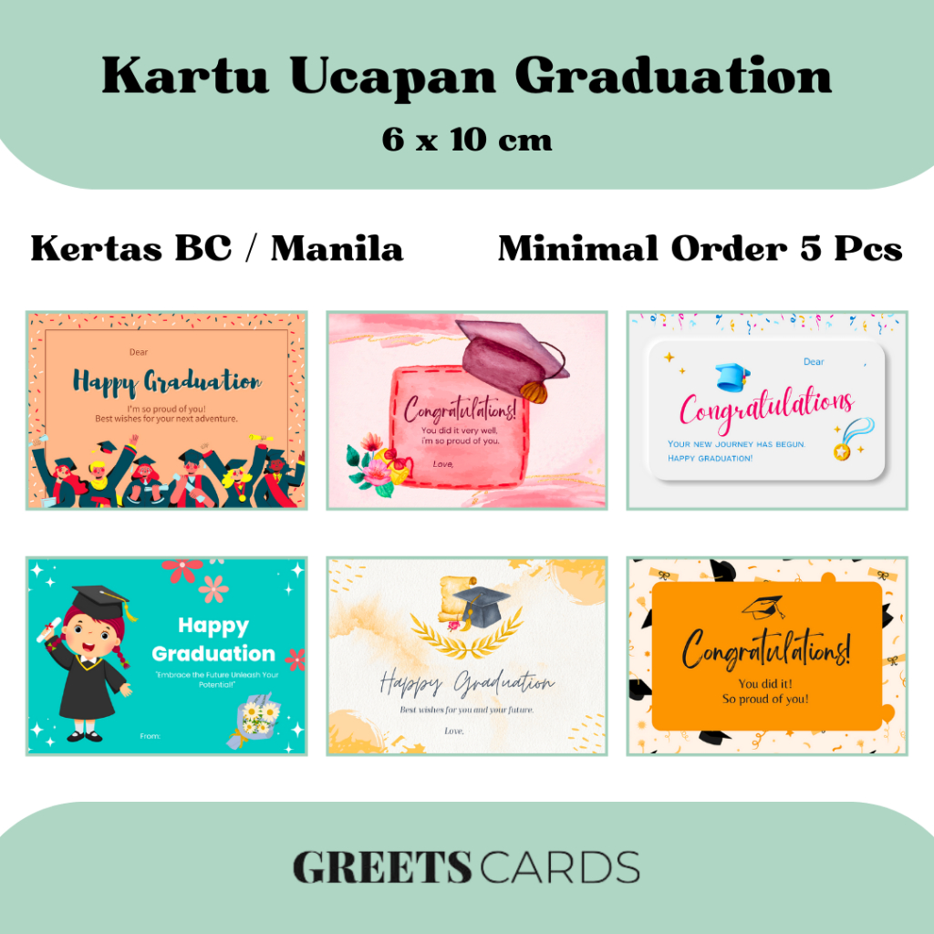 Greeting Card Graduation BC Manila Paper / Kartu Ucapan Wisuda (6x10cm) bisa untuk Gift Card Ulang tahun Happy Birthday / Terima Kasih / Buket Wisuda Graduation / Pernikahan Wedding Anniversary / Natal / Hari Guru / Hari Ibu / Bayi Baru Lahir