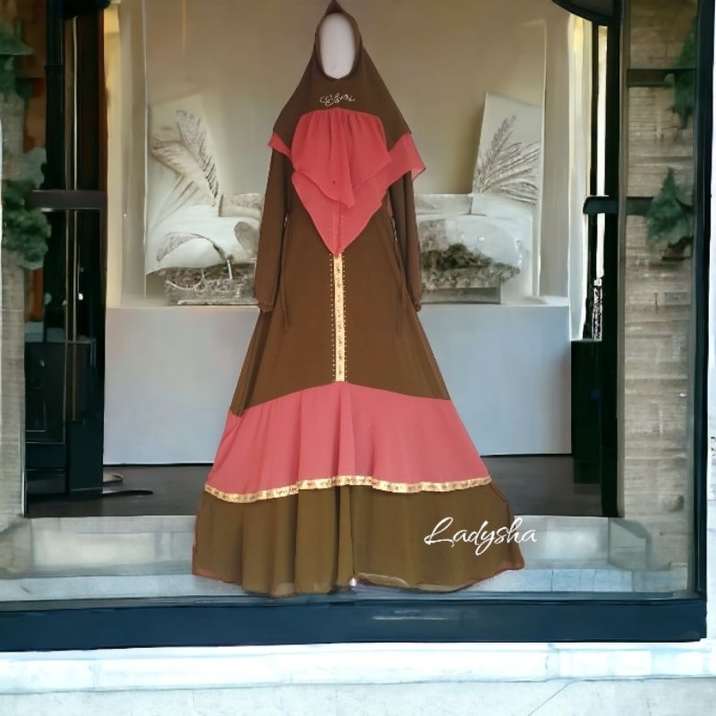 Set Gamis Hiraja Syar'i Ceruty Babydoll Armany Premium army pink