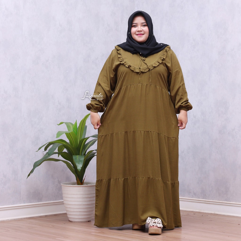Gamis Jumbo LD 130 Rayon Polos Busui Kekinian Momi Pocku