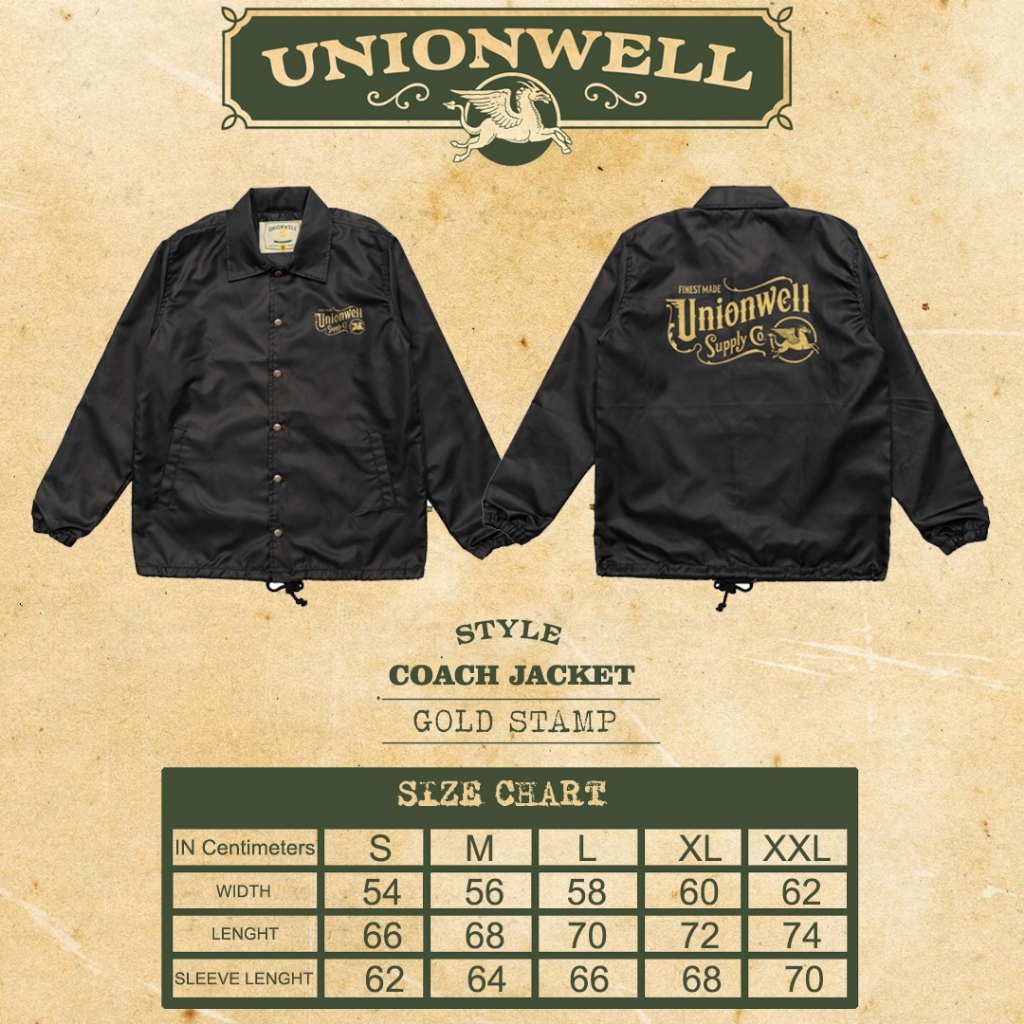 TERBARU Unionwell Windbreaker Jacket Gold Stamp Black