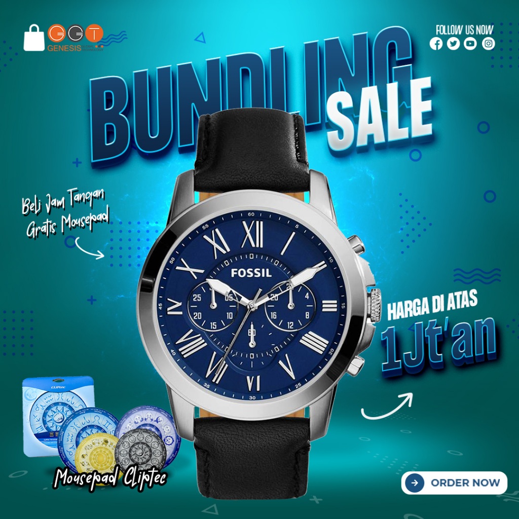 [DAPATKAN HADIAH] Jam Tangan Pria Fos siI FS4990 Grant Chronograph Leather Strap