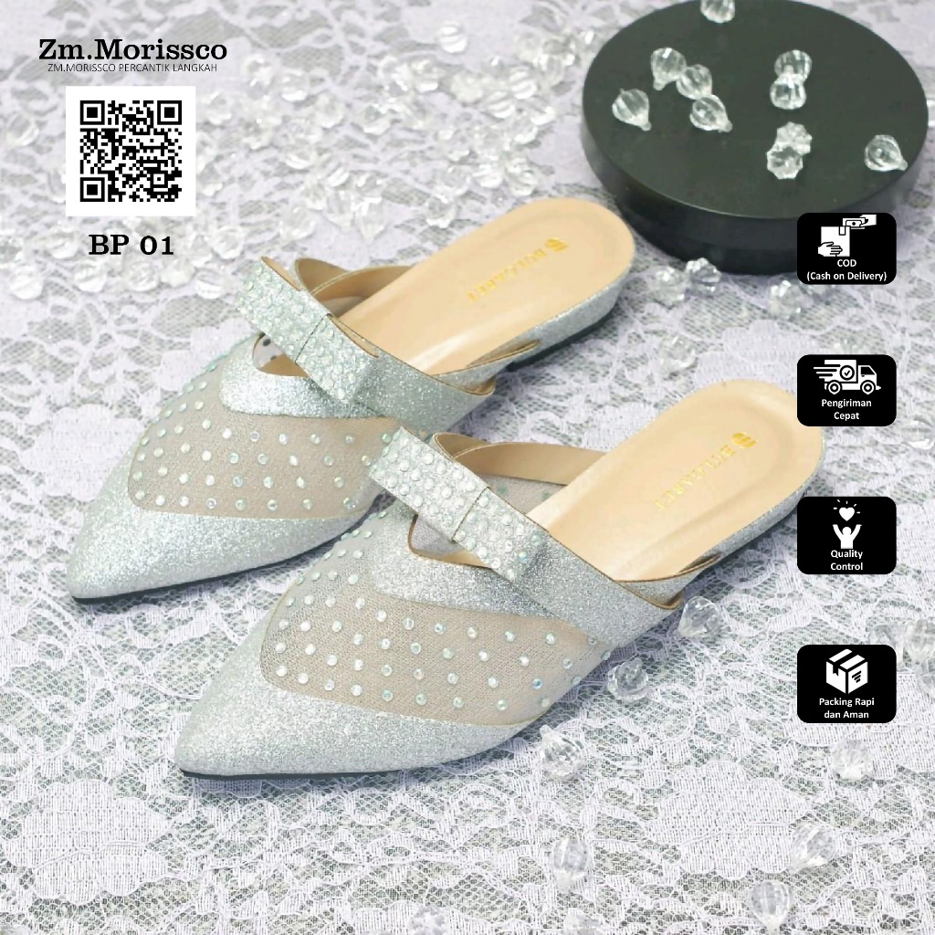 Heels Tahu Pesta Mewah Wanita Hak Pendek BP 01 Shoes Karet