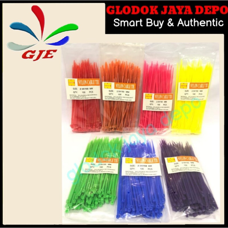 CABLE TIE KABEL TIES TALI PENGIKAT 2,5x150MM WARNA WARNI (100PCS)