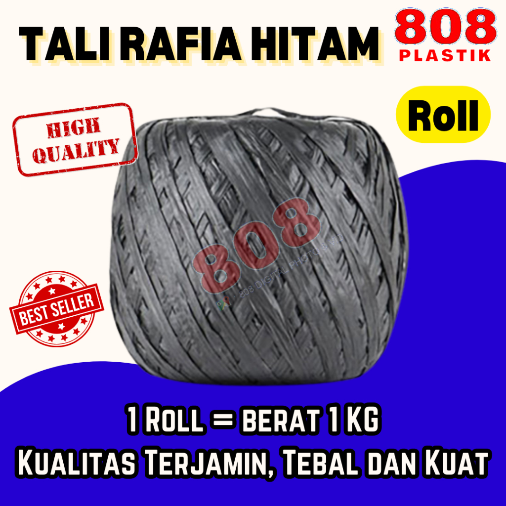 

Tali Rafia Hitam Tali Plastik Rapia Kuat Tebal Premium 1 Kg Per ROLL