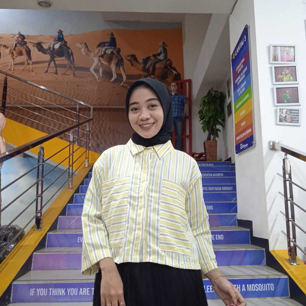 ATASAN WANITA KEMEJA CROP TOP MOTIF GARIS COLOR FULL SD101256