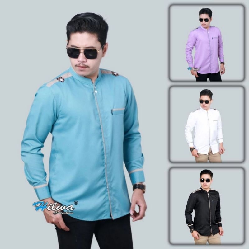Baju koko AZ ZAHIR - Koko hilwa maroko biru wardah - koko hilwa maroko lilac - kemeja Baju Koko pria