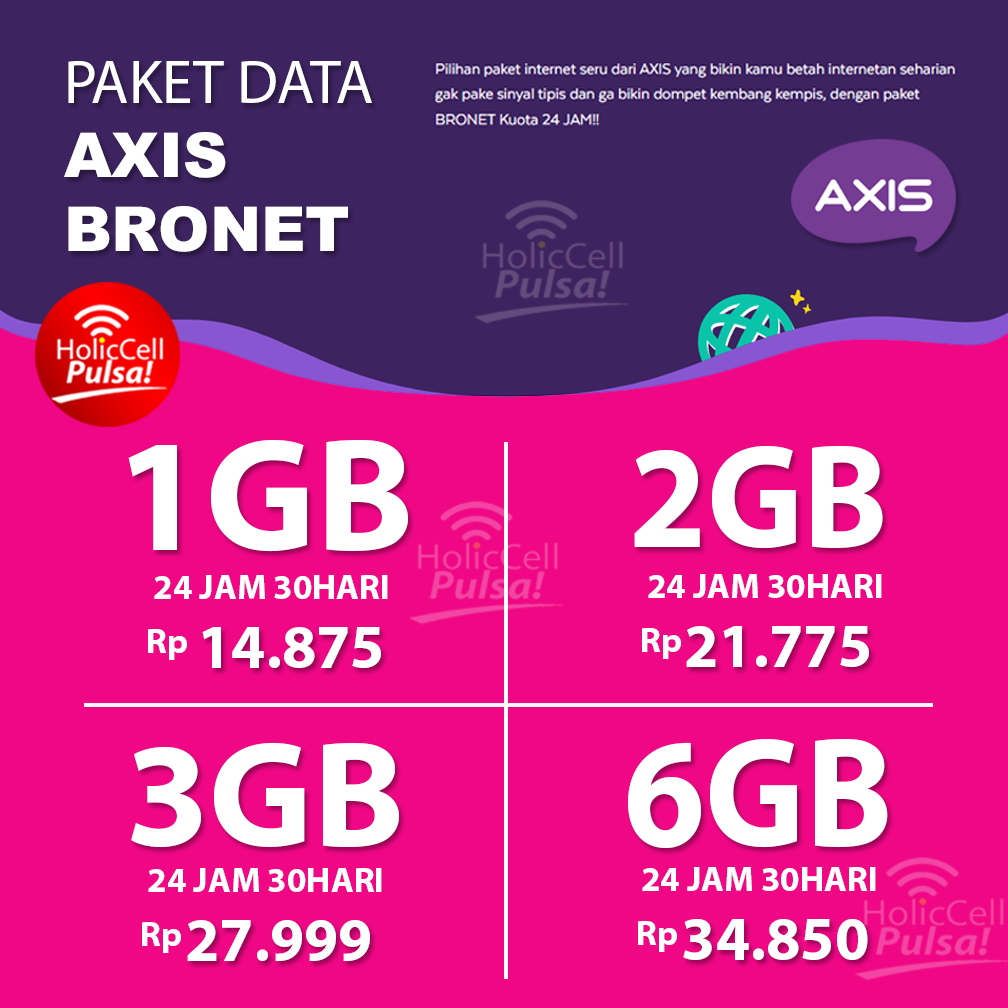 PAKET DATA AXIS BRONET KUOTA 24JAM 30 HARI 1GB 2GB 3GB 6GB I WAJIB BACA DESKRIPSI PRODUK