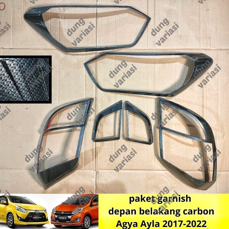paket garnish lampu depan belakang agya ayla 2017 2018 2020 2021 2022 full carbon