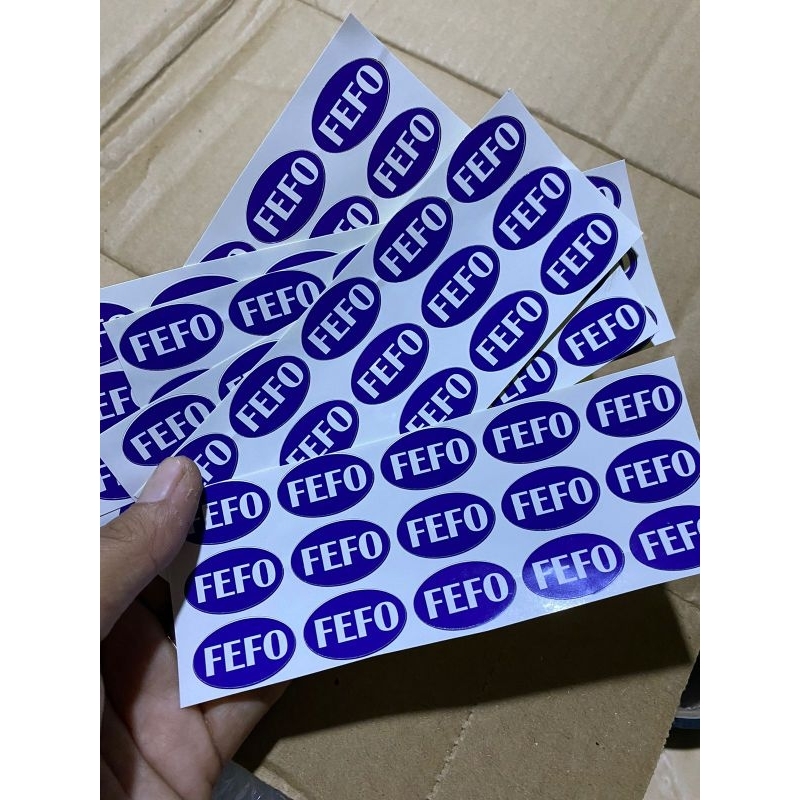 

stiker label fefo biru