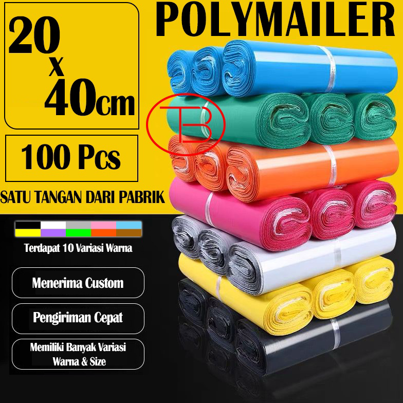 

9.9 Brands Festival Plastik Packing 20X40CM Polymailer LDPE Glossy Isi 100PCS Termurah Grosir Lem perekat Anti Plong