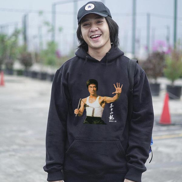 Jaket Hoodie Bruce Lee Hoodie Jumper Bahan Cotton Fleece