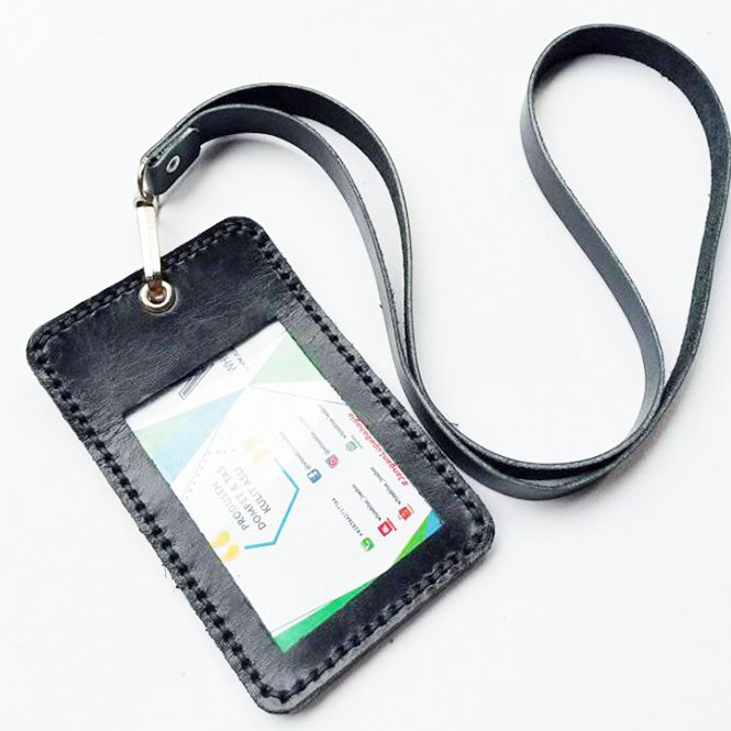 

✔️Splash⚡ name tag id kulit asli warna hitam GARANSI 1 TAHUN - tali id card