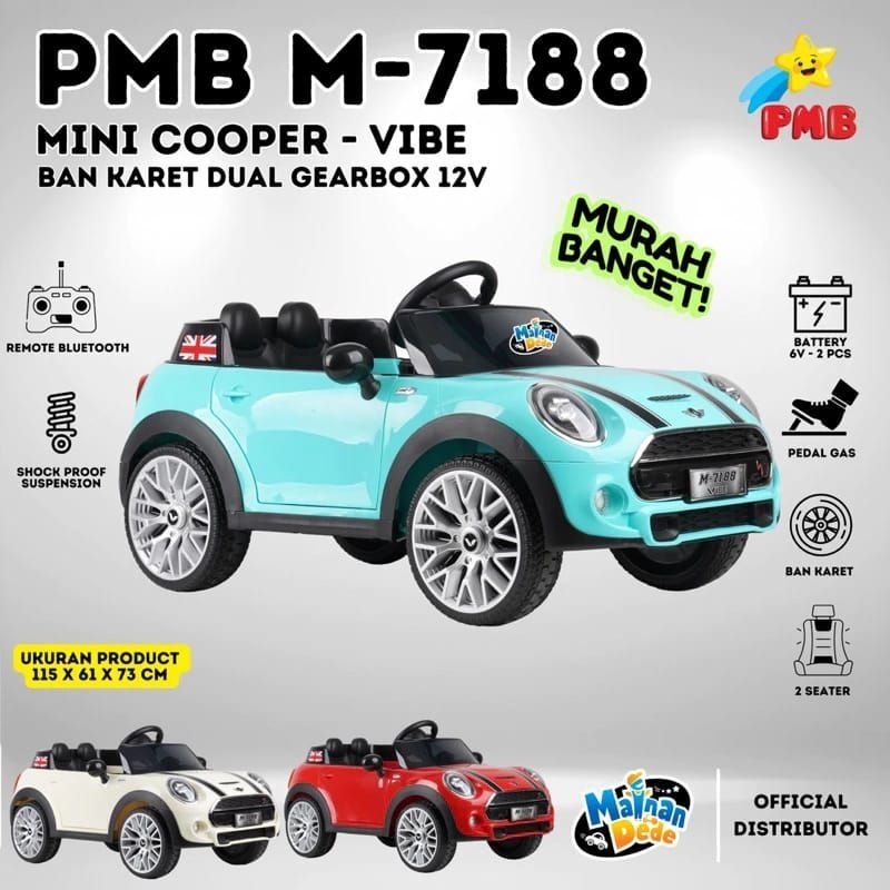 Mainan Anak Mobil Mini COOPER M 7188 Mobilan Aki anak Mortein M7188 2mesin Ban Karet (NO COD)
