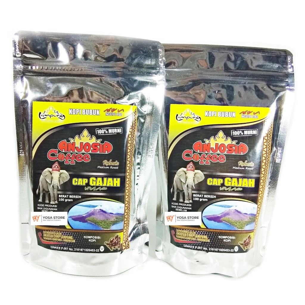 

ANJOSIA Kopi Lampung Robusta cap Gajah Anjosia Bubuk 100gr