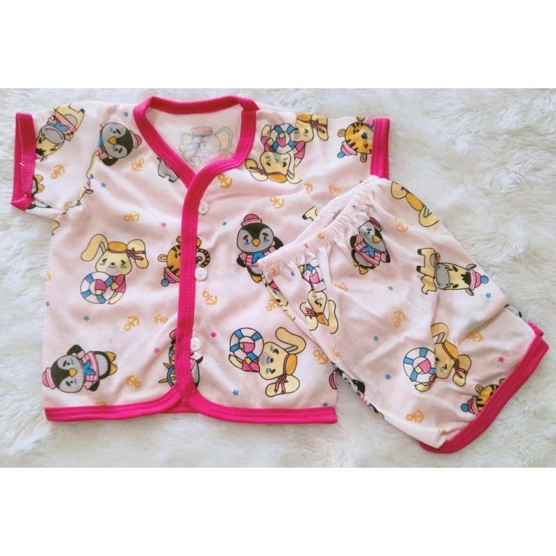 setelan baju bayi kancing depan