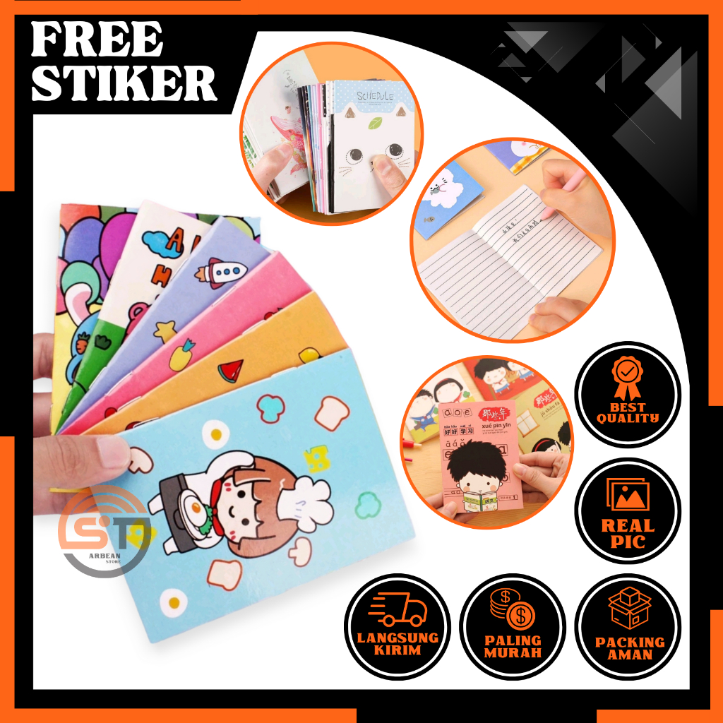 

1PCS Buku Tulis Mini Notebook Motif Lucu Catatan Kecil Note Book Karakter Notebooks Memo A034