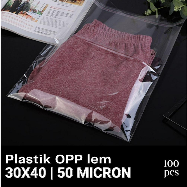 PLASTIK OPP 30X40cm TEBAL PEREKAT BENING LEM BUNGKUS BAJU PLASTIK KACA 30x40 cm Transparan Seal