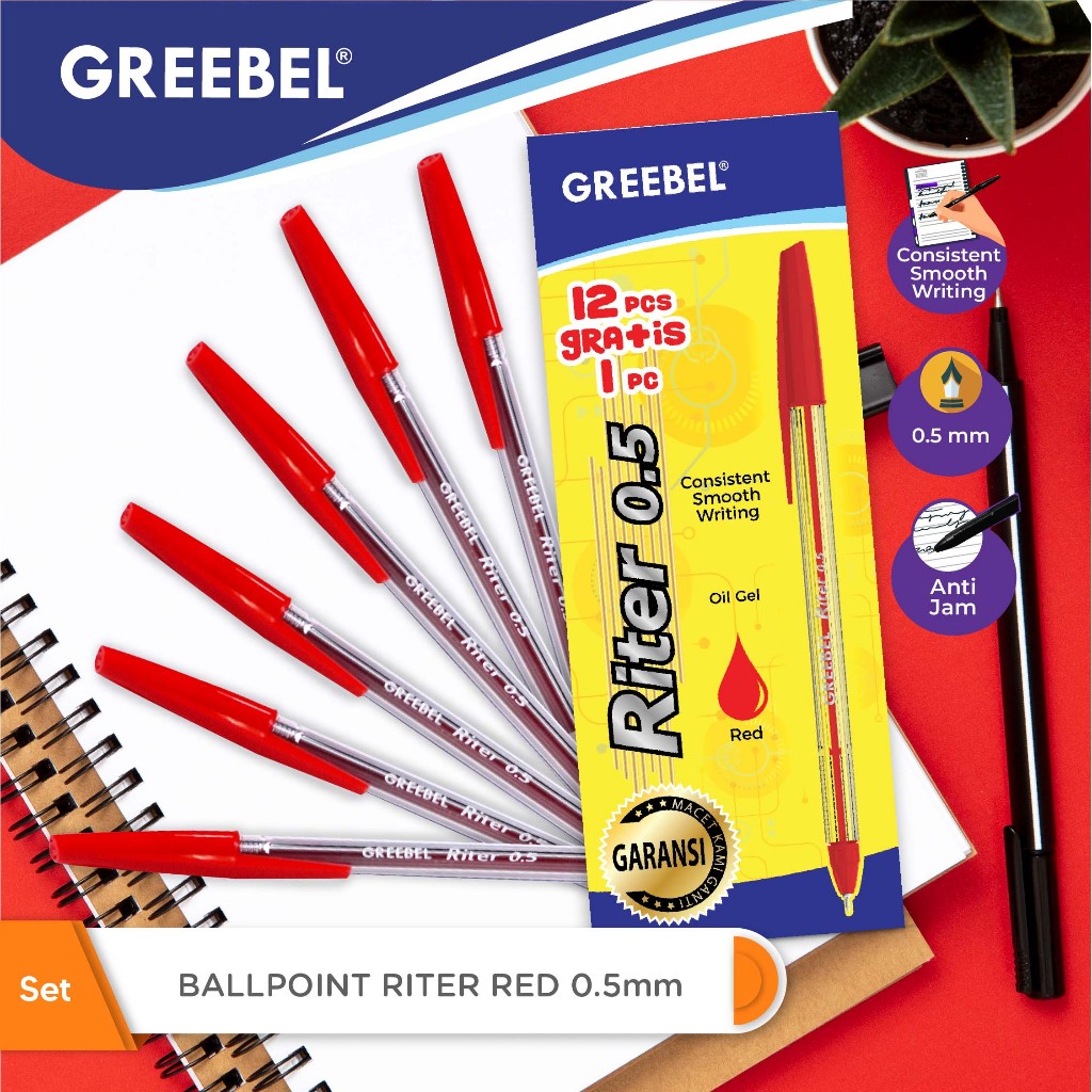 

BALLPOINT RITER RED 0.5mm 12 + 1