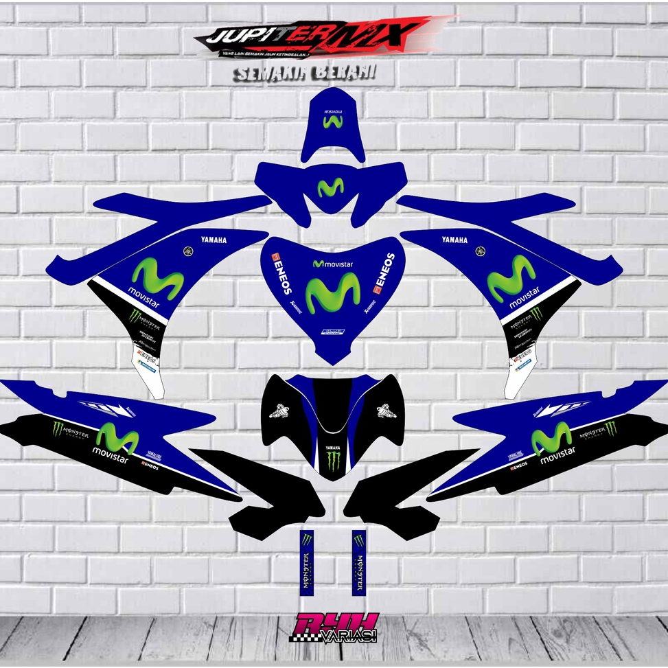 BAYAR DITEMPAT ✅ Stiker Decal jupiter Mx135cc - Mx New Full Body MOVISTAR MONSTER ENERGY black Custo
