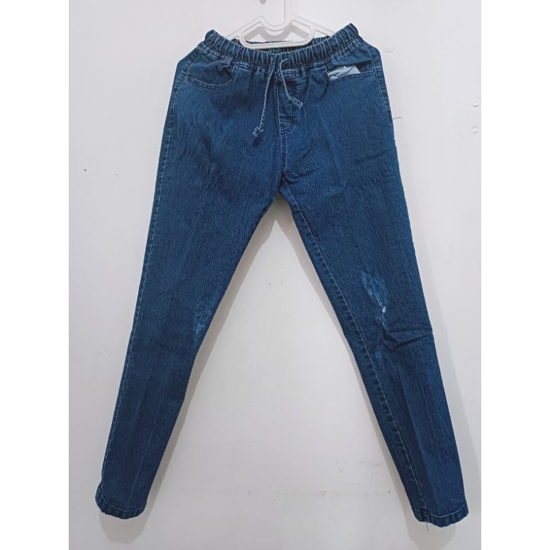 preloved celana denim jeans karet wanita