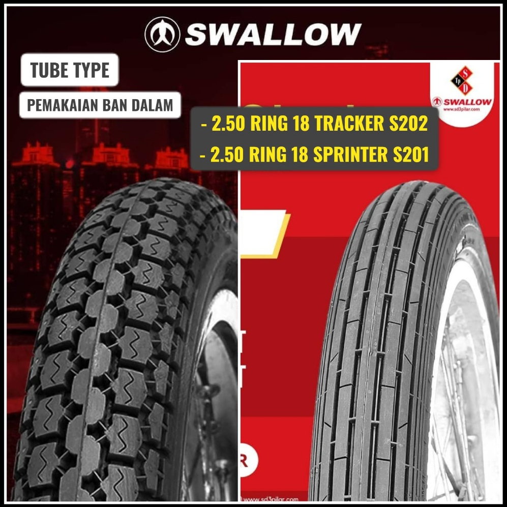 BAN LUAR SWALLOW 2.50 RING 18 TRACKER/SPRINTER TUBE TYPE - MEDAN STYLE