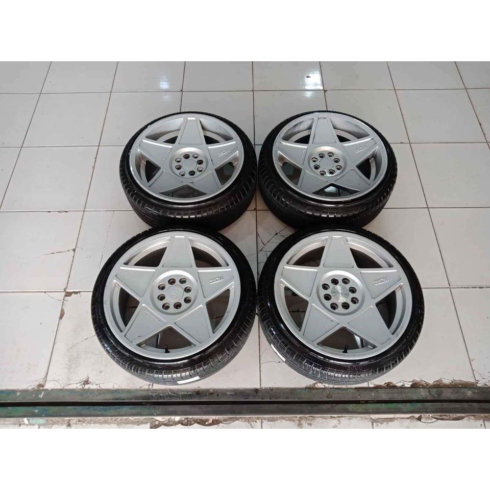 pelek mobil seken ring 18 3SDM pcd 4x100/114 silver velg only 4 pcs